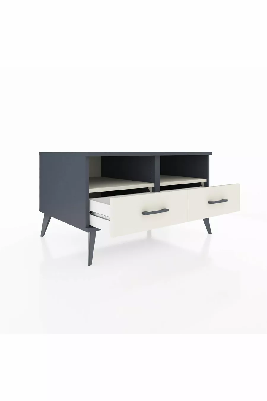 Commode Kronos à 2 étagères et 2 tiroirs Anthracite-Pierre de lune