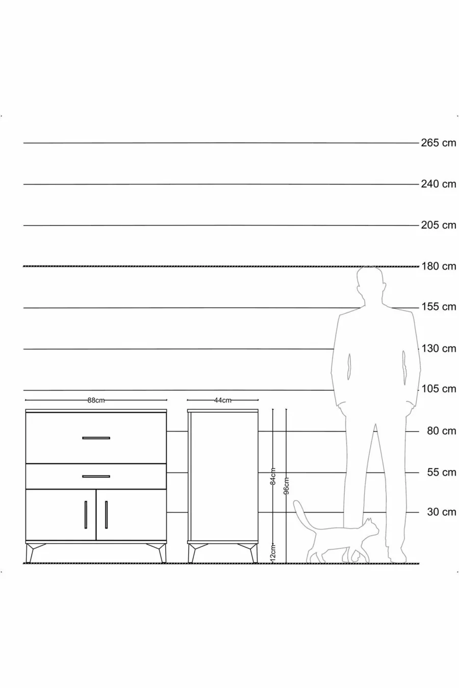 Commode Hyperion 2 tiroirs 2 portes Pin-Pin
