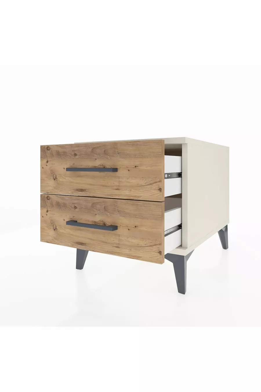 Kronos Nachtkastje met 2 Ladejes, Agaat-Pine