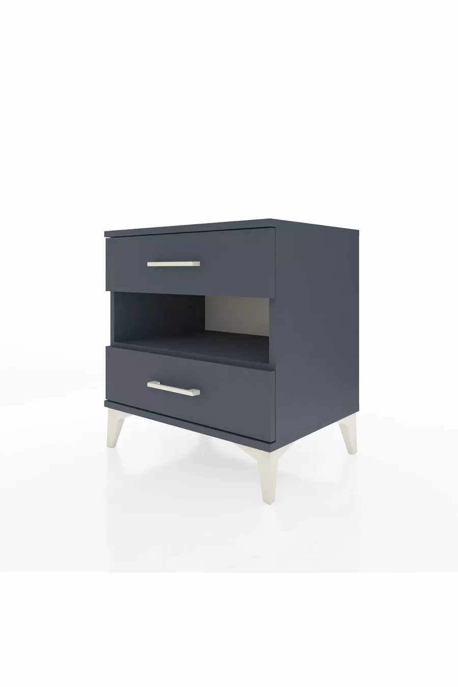 Hyperion Nightstand with Single Shelf and 2 Drawers Anthracite-Anthracite
