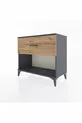 Commode Hyperion à un tiroir Anthracite-Pin