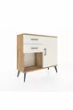 Commode Arges à une étagère, 2 tiroirs et une porte, pin et pierre de l'ay