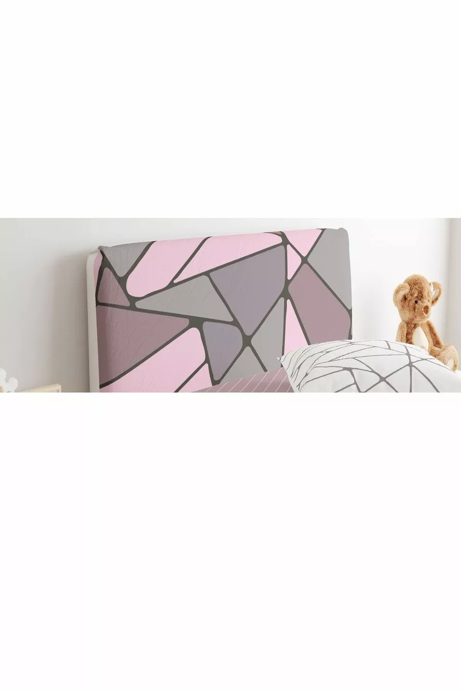 Housse de tête de lit pour lit simple Chambre d'adolescent Tons roses Motif géométrique