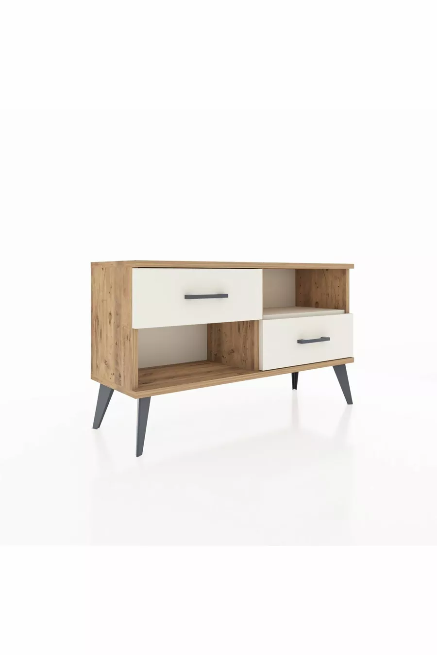 Arges Kommode mit einem Regal und 2 Schubladen, Kiefer-Marmor