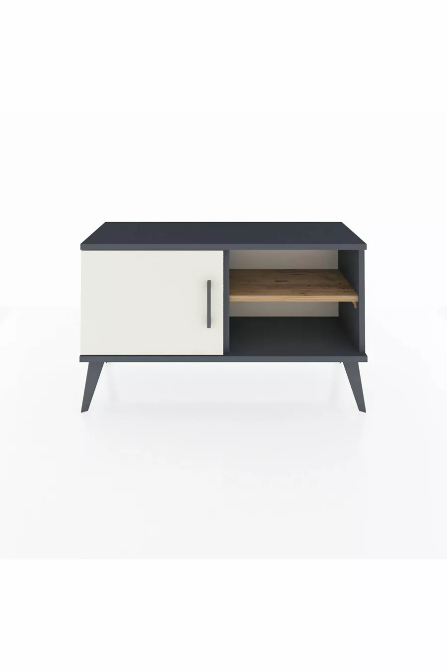 Commode Arges avec 2 étagères et une porte Anthracite-Pierre de Lune/Sapin