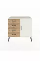 Commode Hyperion avec une seule étagère, 4 tiroirs et une porte, Pierre de Lune/Pins