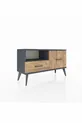 Commode Arges à une étagère et 2 tiroirs Anthracite-Anthracite/Sapin