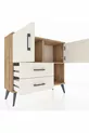 Commode Arges avec 2 étagères, 2 tiroirs et 2 portes, en pin et pierre d'agate