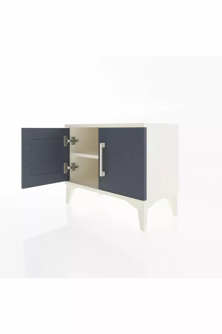 Table de chevet Arges à une étagère et deux portes, Pierre de lune-Anthracite
