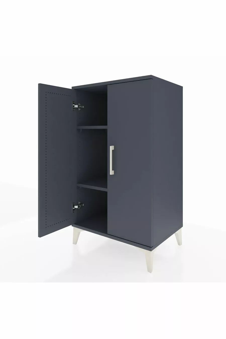 Commode Hyperion 2 étagères 2 portes Anthracite-Anthracite