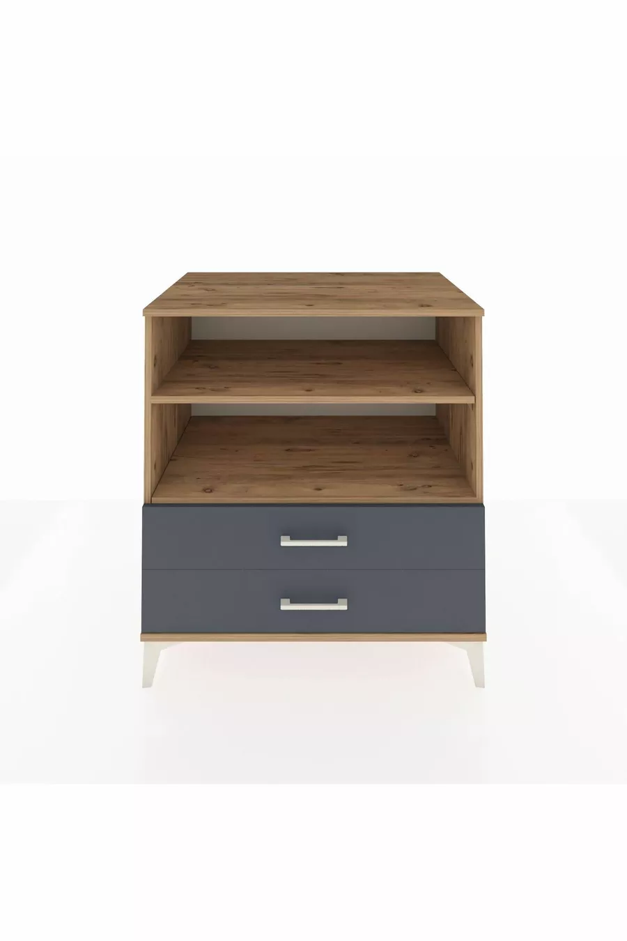 Commode Kronos avec 2 étagères et 2 tiroirs, pin-anthracite
