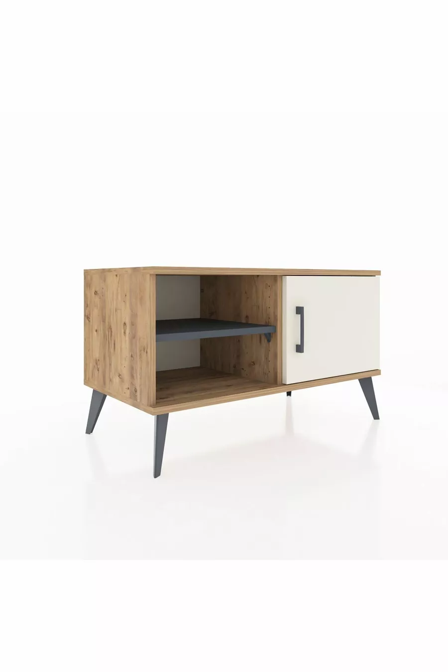 Commode Hyperion 2 étagères avec une porte en pin-pierre d'onyx / Anthracite