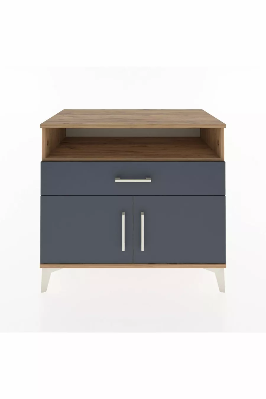 Commode Hyperion à une étagère, un tiroir et deux portes en pin-anthracite