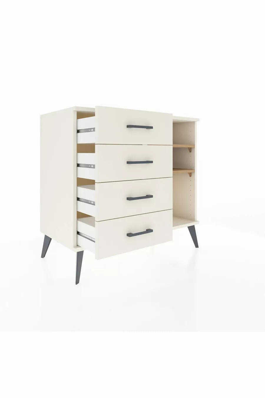 Hyperion Dresser 2 Shelves 4 Drawers Moonstone-Pine/Moonstone