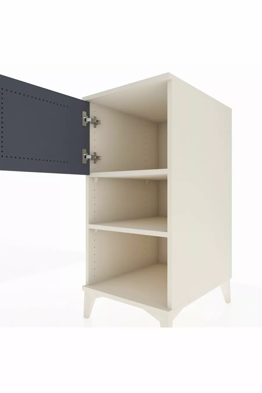 Kronos Nightstand with 2 Shelves and 1 Door, Moonstone-Anthracite