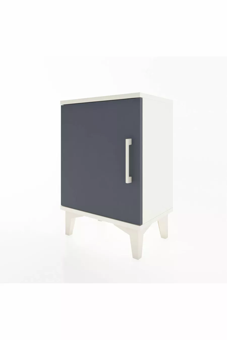 Table de chevet Arges à 2 étagères avec 1 porte, Pierre de lune - Anthracite