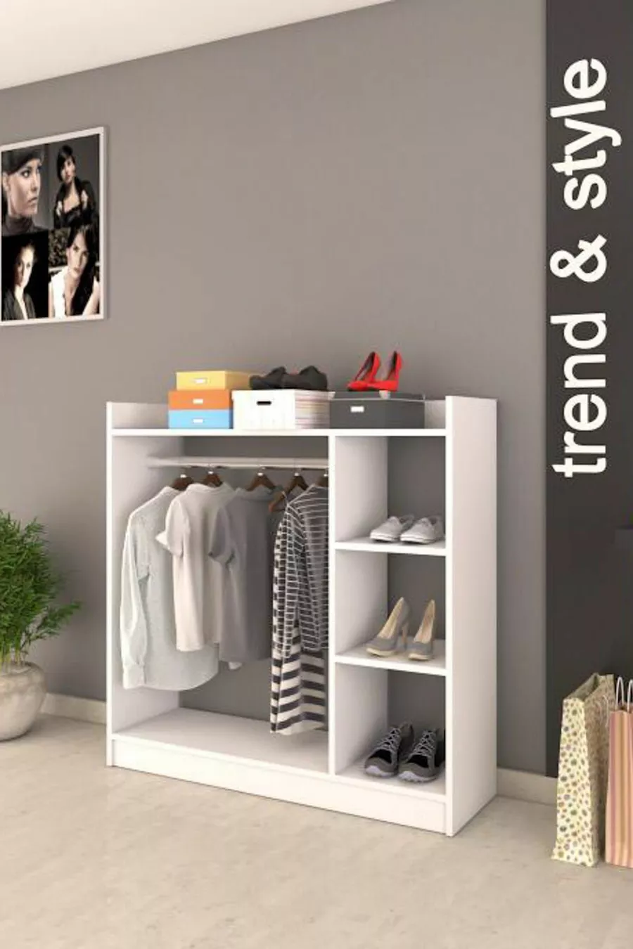 Armoire à vêtements pratique à 3 étagères - Blanche