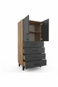 Commode Rio - Pin Atlantique / Anthracite - Avec tiroirs - Avec portes