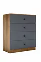 Comò Gm Almina a 4 cassetti con manopole a pulsante, grigio antracite-noce