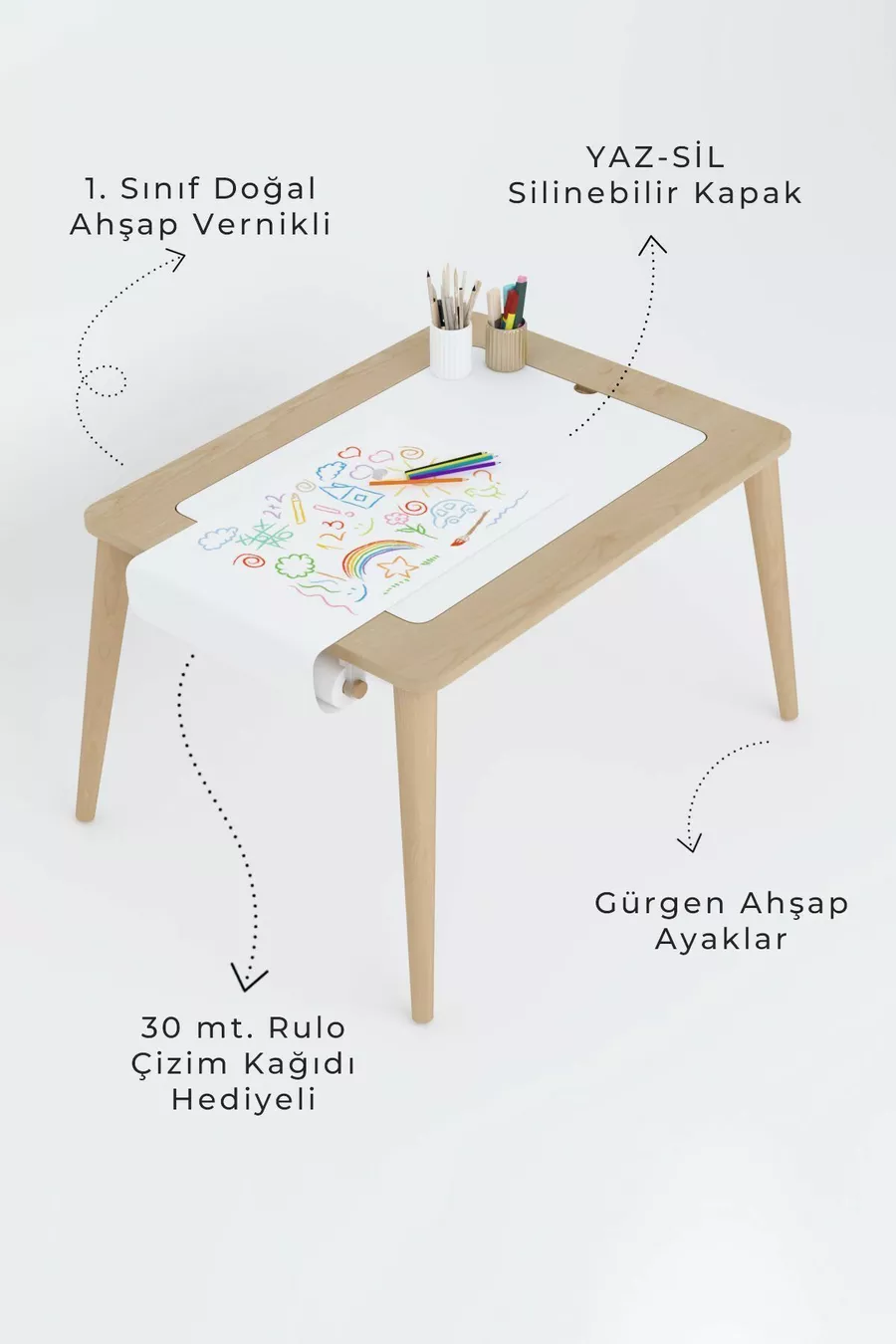 Tavolo da gioco in legno con attività, resistente all'acqua, con sedia in legno