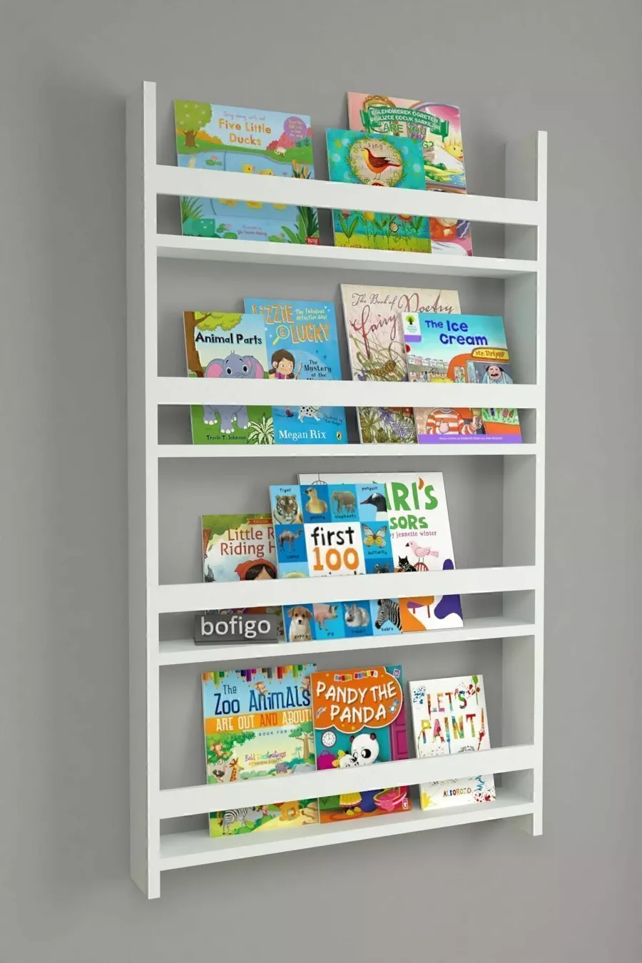 4-plank Montessori Boekenkast Educatieve Kinderboekenkast Wit
