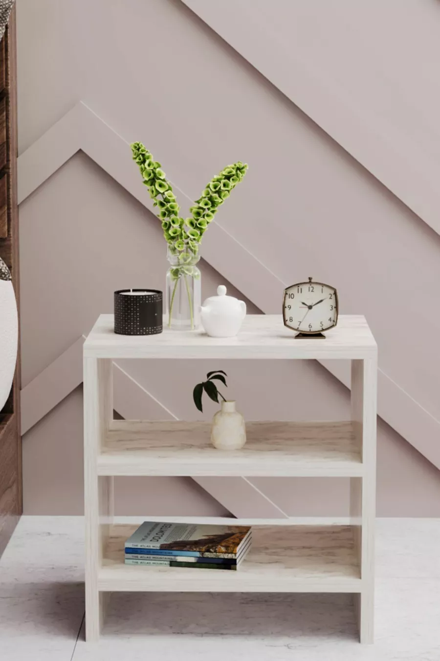Table de chevet à 2 étagères, table de chevet pour chambre à coucher, table de chevet avec compartiments, table de chevet de chevet