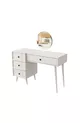 TOELETT ROSE CON SPECCHIO (CON GAMBE IN LEGNO) CON STRUTTURA IN MDF E 4 CASSETTI, COLORE BIANCO