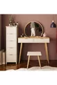 Ensemble de coiffeuse Lucy – Panier en grès | Avec tabouret, miroir, multifonction
