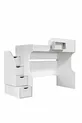 Lits superposés, Litera avec Armoire et Bureau, Blanc 1 Matelas Comfort