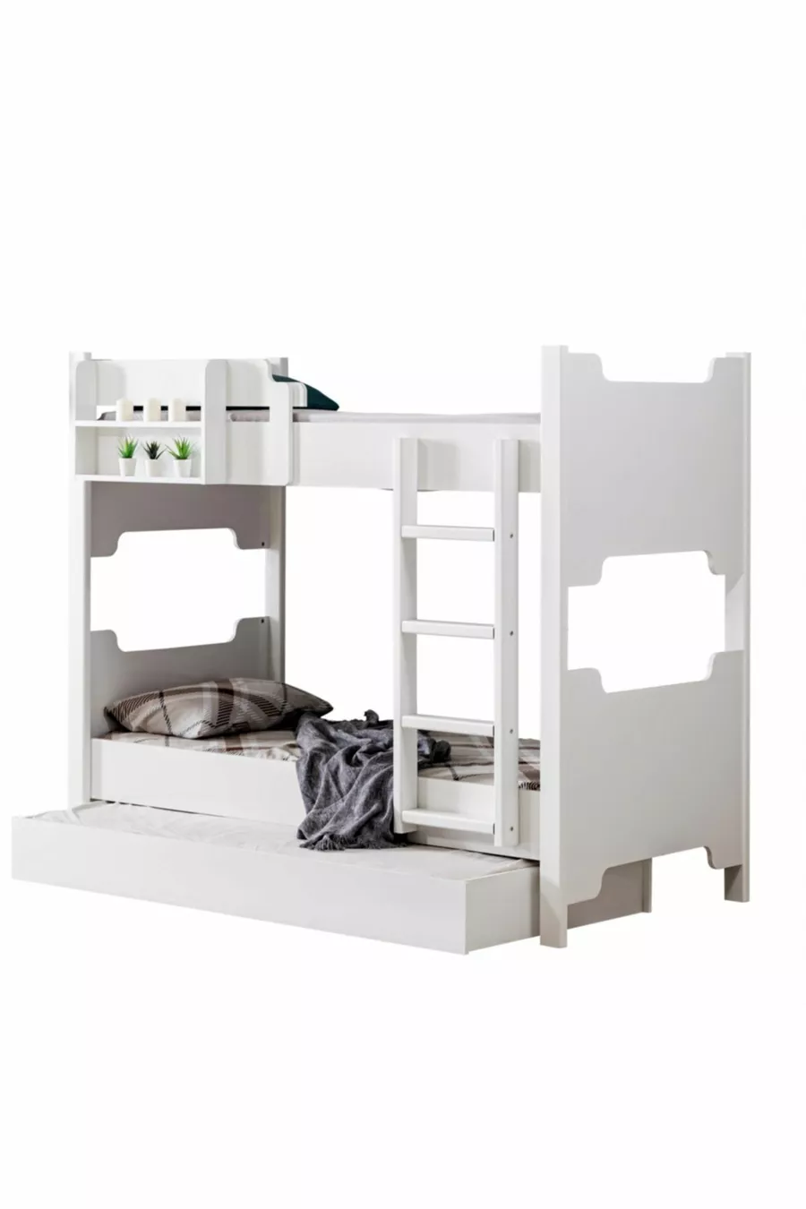 MDF Profile Bunk Bed, Eurasia Detachable Bunk Bed, Twin Bunk Bed White