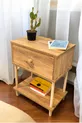 Schuifklep Nachtkastje met Plank Modern Houten Nachtkastje met Poten voor Slaapkamernacht