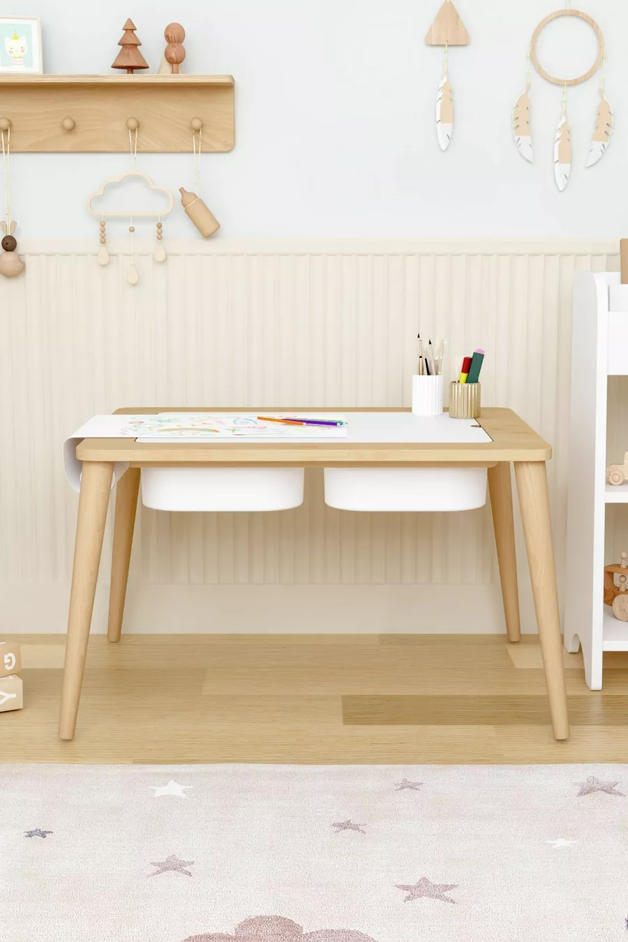 Table d'activité en bois résistante à l'eau pour enfants