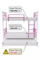 Lit superposé Koza avec tiroir pour 3 personnes Compatible avec lit, lit superposé en métal rose foncé