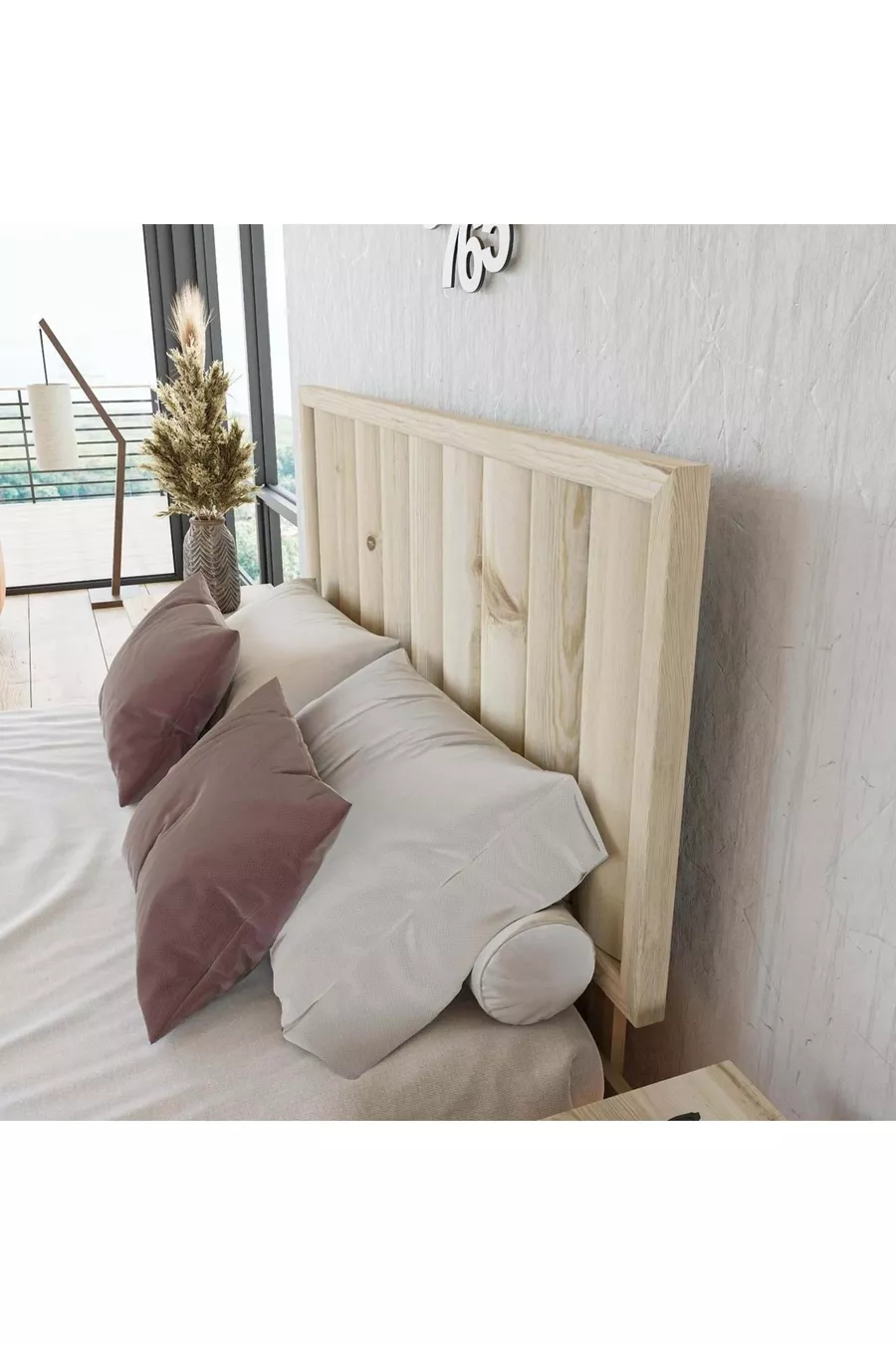 Hüma Model Natural Wood Single Headboard (VERTICAL)