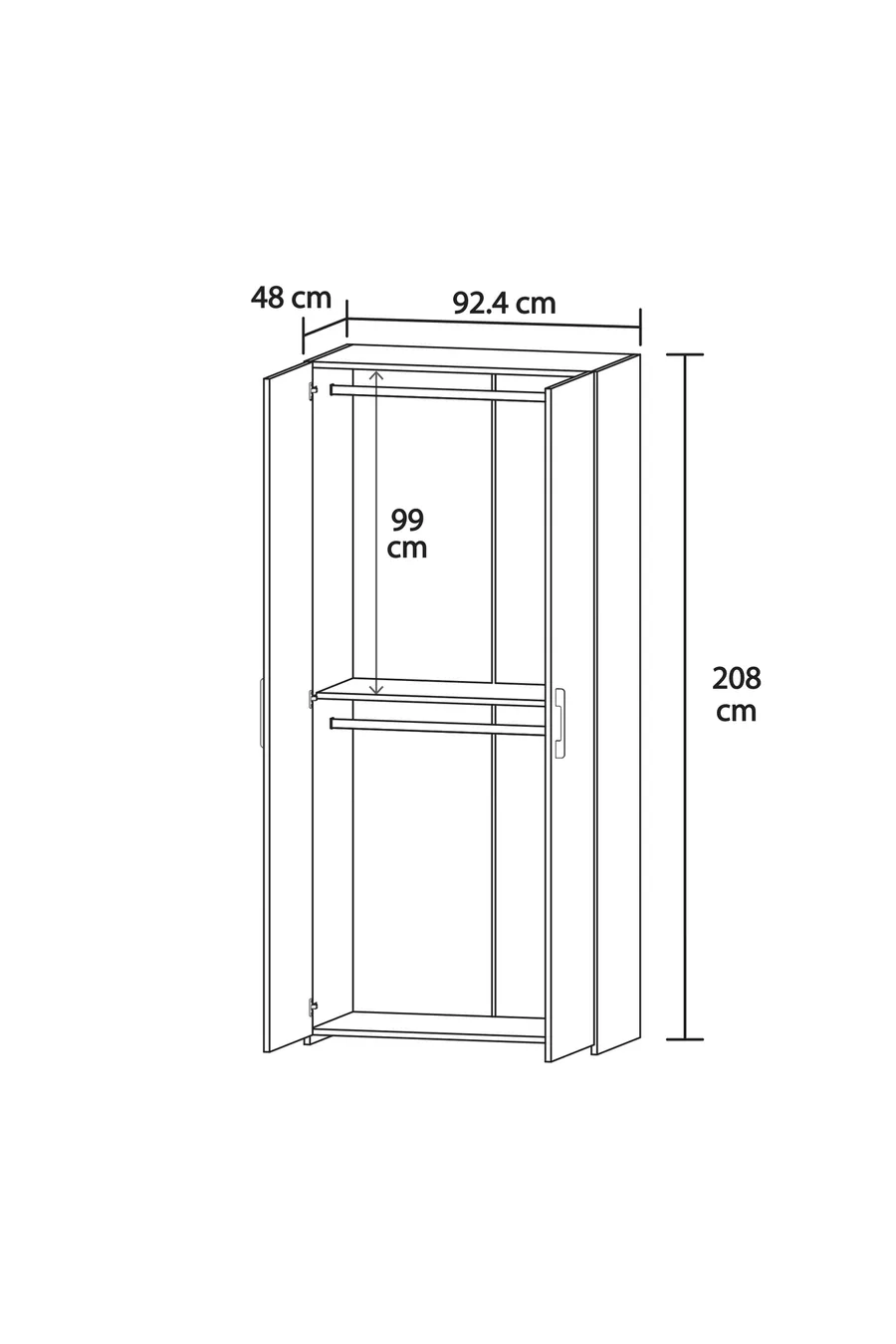 Retro-8 Twee-Deurs Twee-Klep Kast Wit