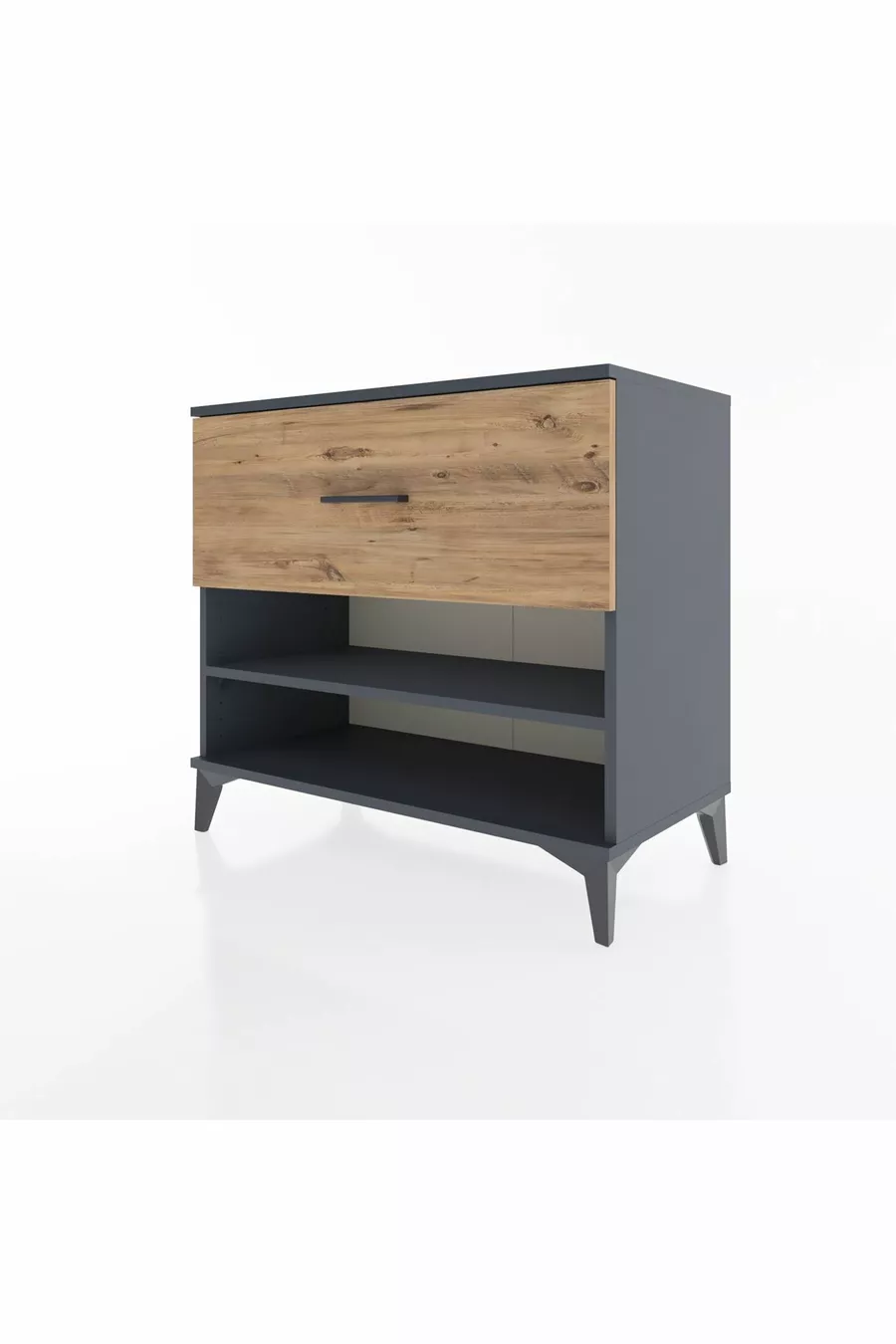 Commode Hyperion à une étagère et un tiroir, anthracite-pin