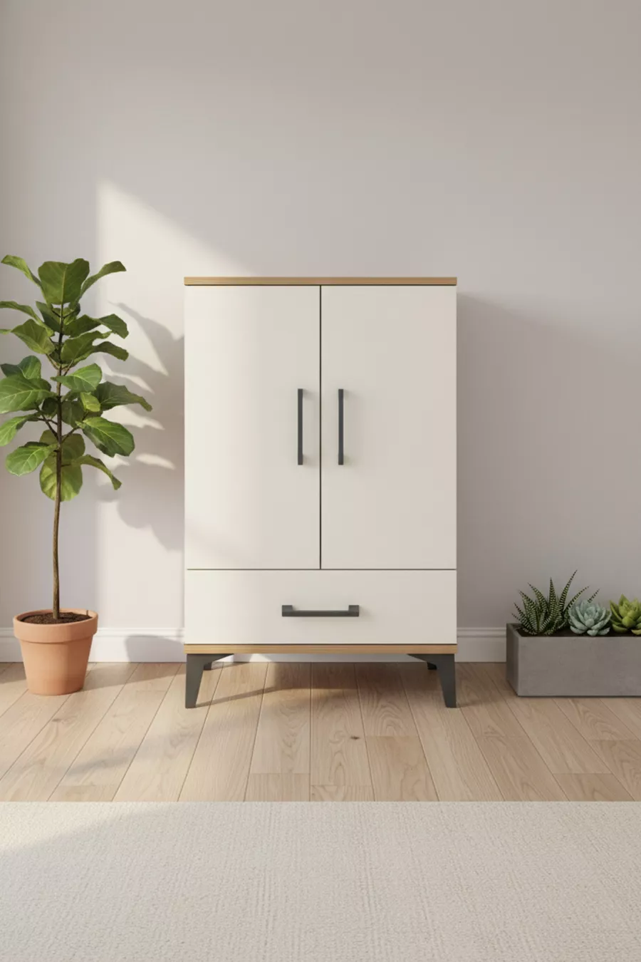 Silva Commode : Pin-Aigle, 2 étagères, avec tiroirs et portes, design élégant