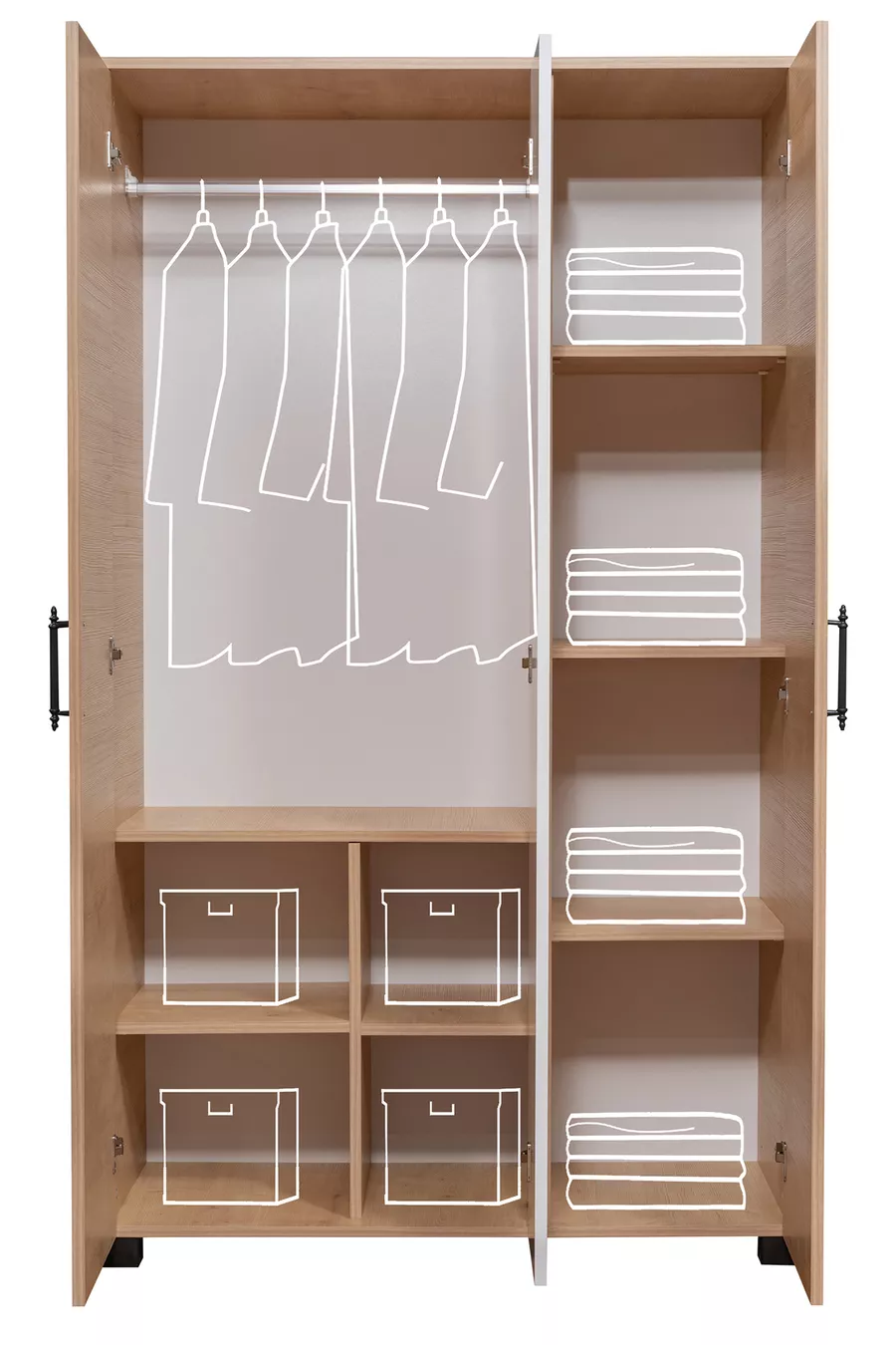 Lits superposés, lits superposés Aura avec lit, armoire à 3 portes + 2 matelas Comfort