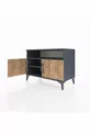 Commode Hyperion 2 étagères 2 portes Anthracite-Pin