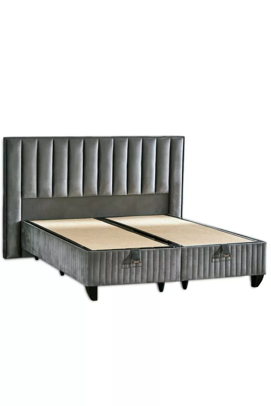 Ensemble Lit Hades avec Sommier et Tête de Lit Double Pack Matelas à Ressorts Luxe Sommier et Tête de Lit Gris Foncé