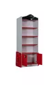 Kinderkamer - Bed met Jaguar-auto, Kledingkast met 3 deuren, Bureau, Ladekast, Boekenkast - Rood