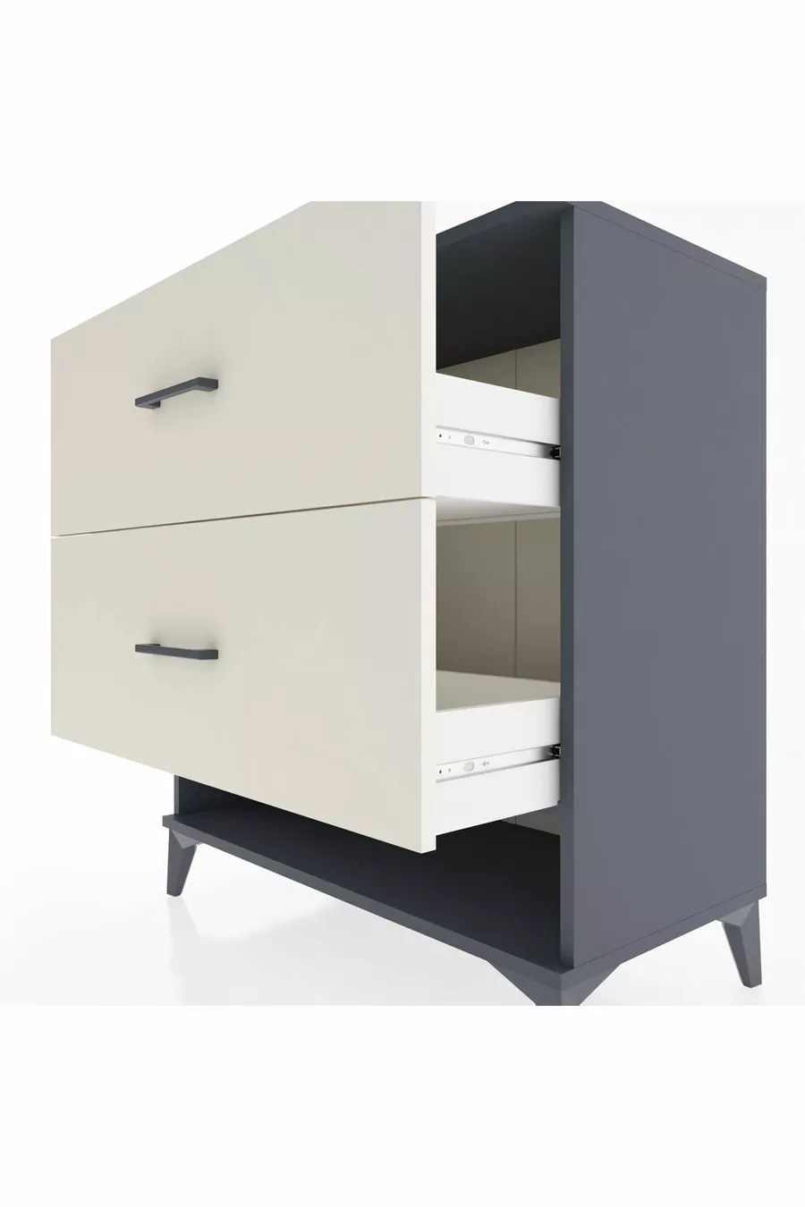 Commode Hyperion 2 tiroirs Anthracite-Pierres de lune