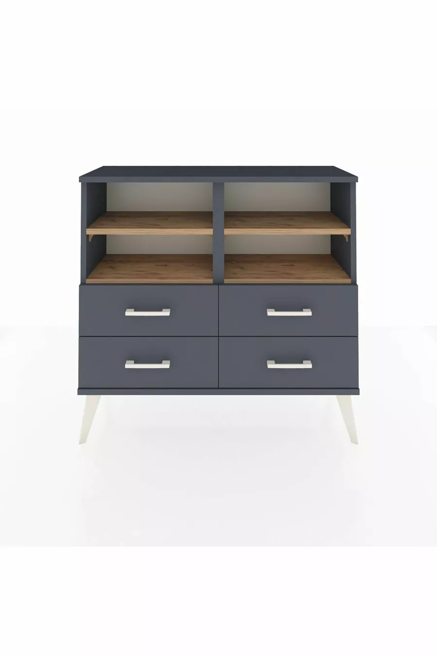 Arges Dresser 4 Shelves 4 Drawers Anthracite-Pine/Anthracite