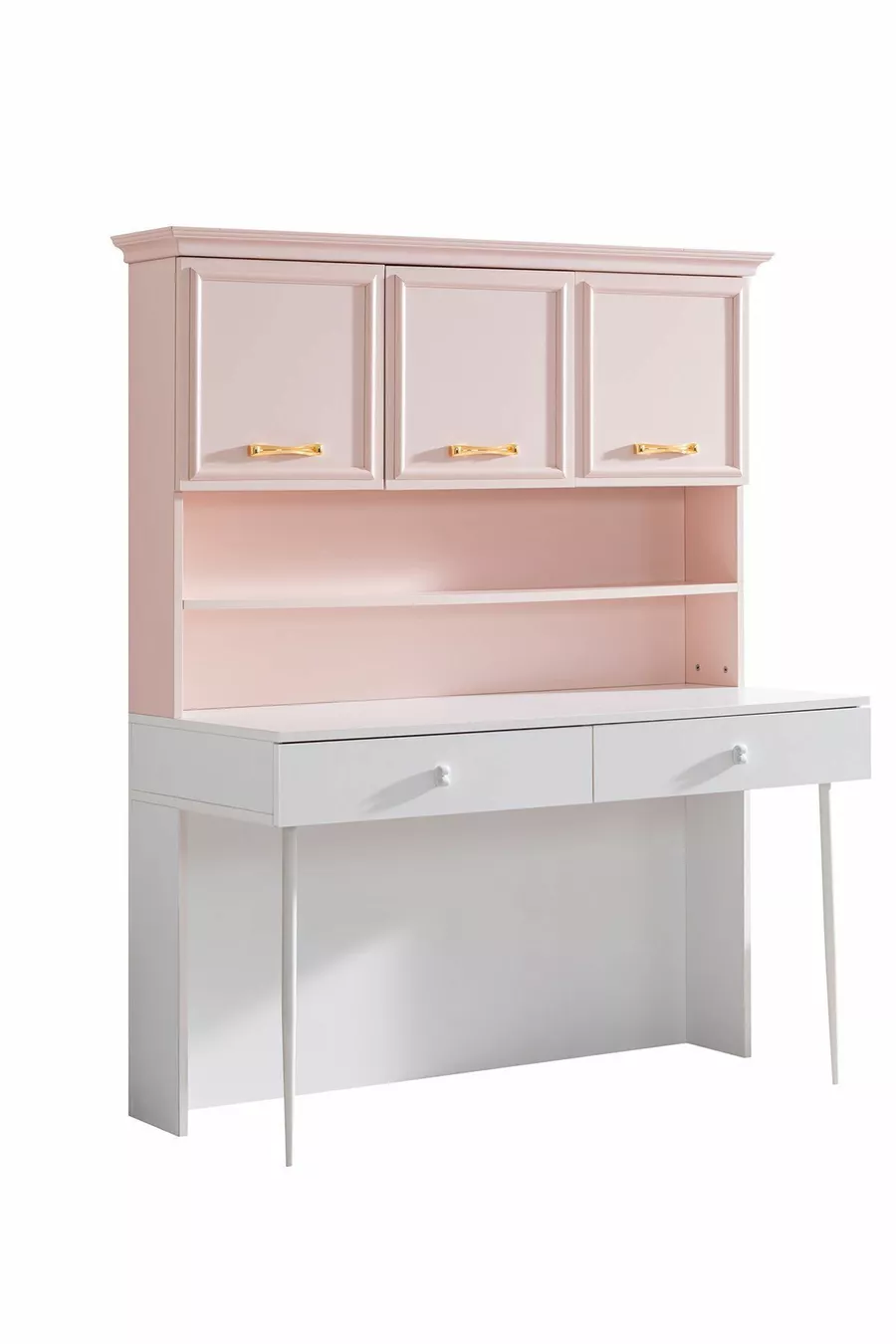 Rosa Jugendzimmer - Dreitüriger Schrank, Bett, Nachttisch, Schreibtisch, Kommode, Bücherregal