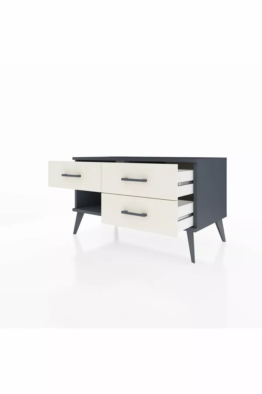 Commode Hyperion 3 tiroirs Anthracite-Anthracite/Pierre de lune