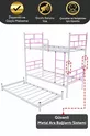 Lit superposé Koza avec tiroir pour 3 personnes, compatible avec matelas, métal rose clair
