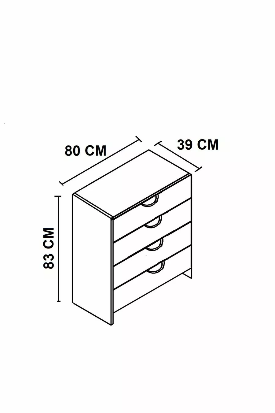 Commode Efes à 4 tiroirs Anthracite