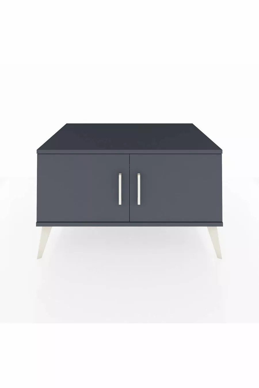 Commode Kronos 2 étagères 2 portes Anthracite-Anthracite/Sapin