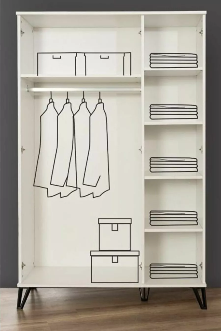 Chambre d'enfant Safir - Armoire 3 portes, Lit, Table de chevet, Bureau