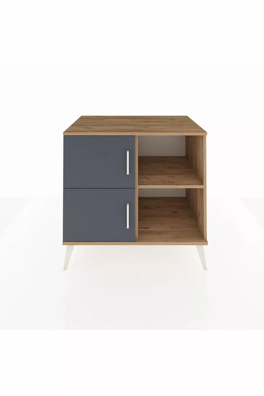 Commode Kronos 2 étagères 2 portes Pin-Anthracite/Pin
